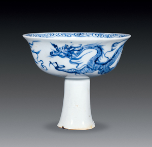 元代青花杯高足